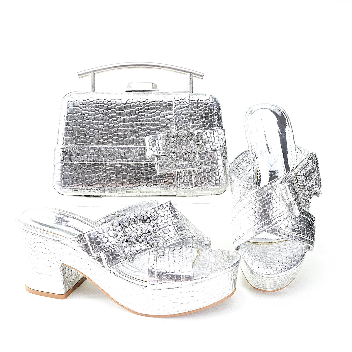 Doershow Charming Shoes And Bag Matching Set With GOLD Hot Selling Women Italian Shoes And Bag Set For Party Wedding! HRT1-8