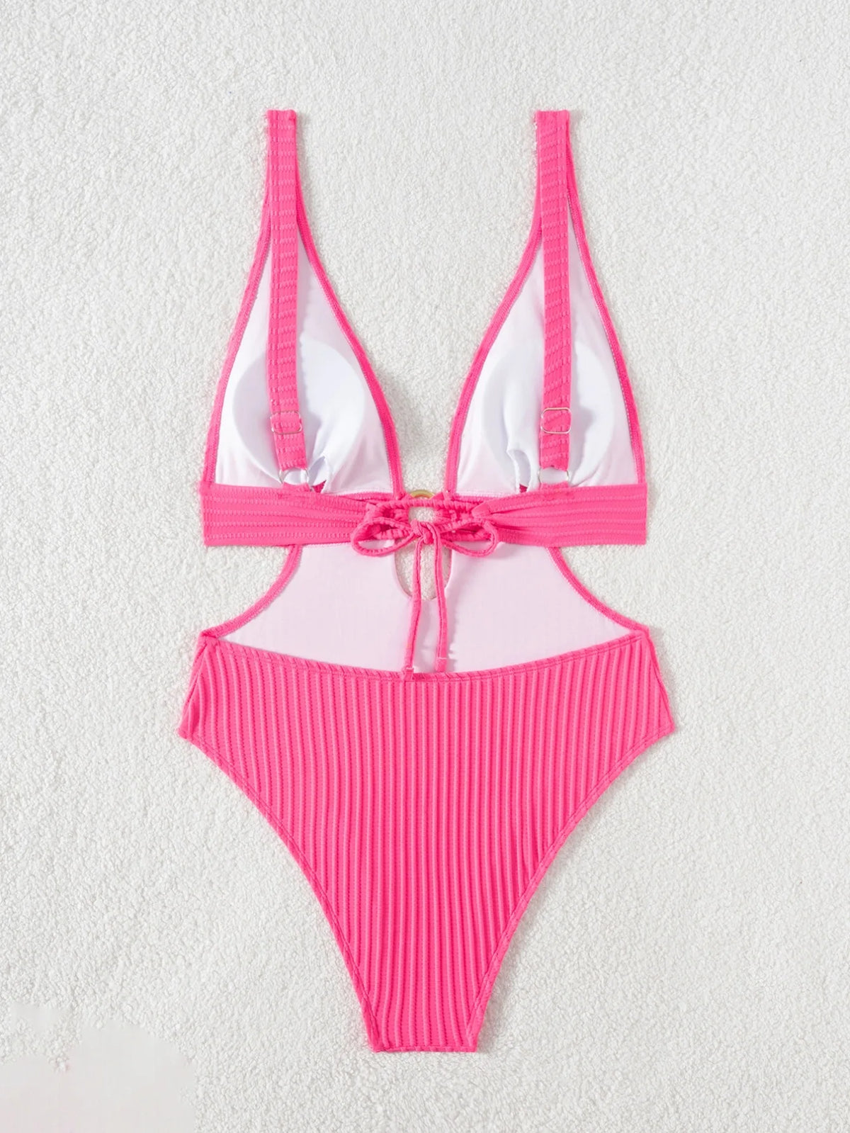 DEKA Sexy Ribbed One Piece Swimsuit Hollow Out Swimwear Women Female Deep V-neck Bathing Suit Beach Wear Push Up Monokini Swim