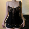 American Hotsweet Y2k Leopard Camisole Women Retro Streetwear E-girl 90s Dark Gothic Sexy Patchwork Lace-up Crop Tank Top Femme