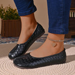 Women Tabi Split Toe Woven Embossed Ballet Flats Slip On Faux Leather Lightweight Casual Daily Walking Flat Shoes