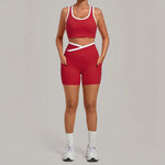 Women's Seamless Yoga Sets Sports Fitness High Waist Hip-lifting Shorts Back Beauty Sleeveless Suits Gym Training Workout Sets