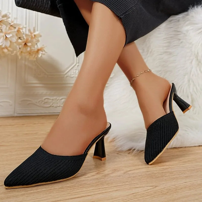 Women Baobao half slippers summer new all-in-one pointedknitted elasticsandals