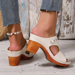 Summer Womens Low Wedge Sandals Thick Heel Fish Mouth Thick Sole Women's Slippers Fashionable Casual Leather Zapatillas De Mujer