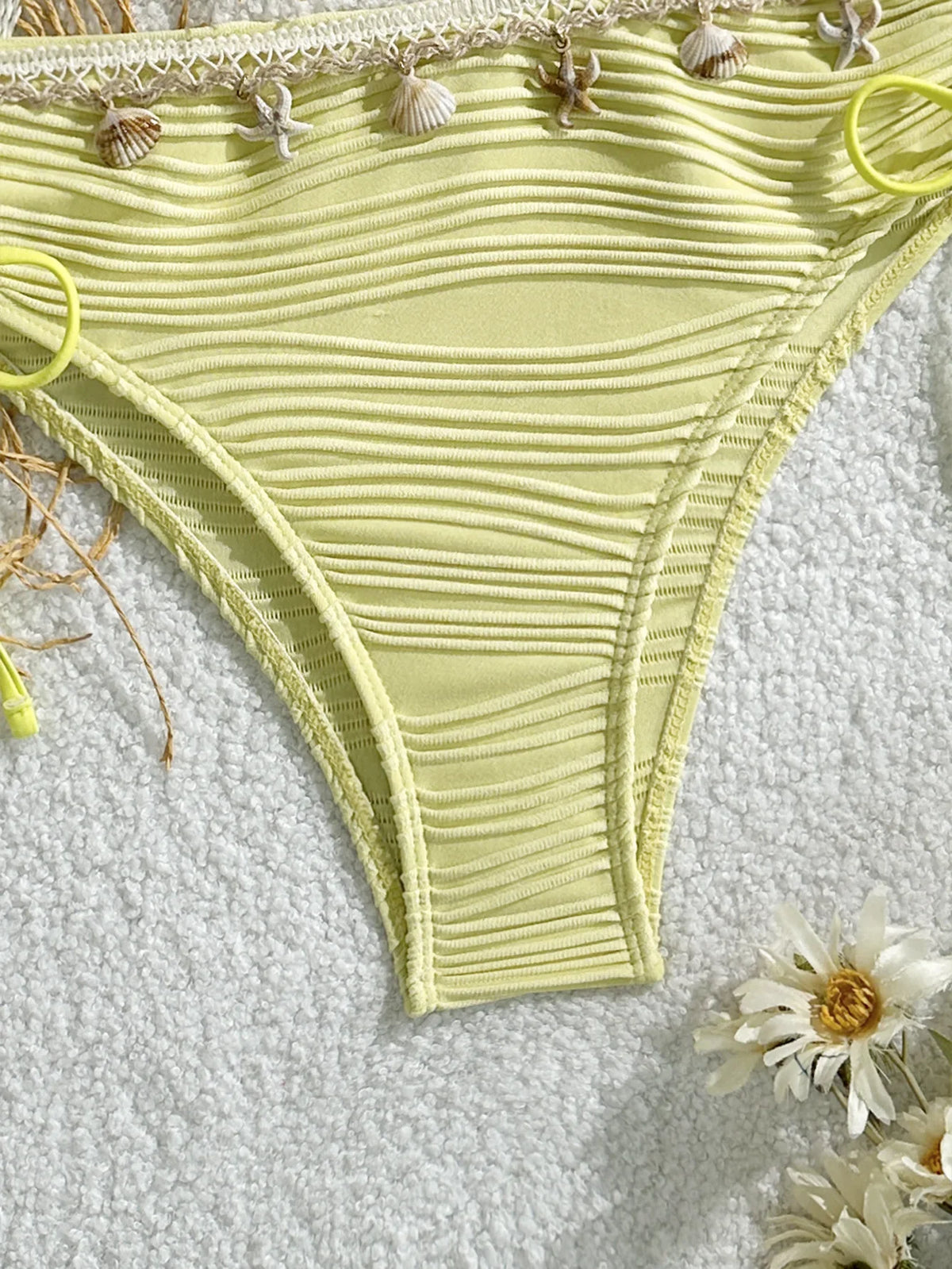 XS - XL Wrinkled Shells Bandeau Bikini Women Swimwear Female Swimsuit Two-pieces Bikini Set Bather Bathing Suit Swim Beachwear