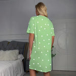 Women's Nightgown Casual Print Nightshirt Polka Dot Short Round-Neck Sleeve Loose Sleepwear Nightdress Summer Pajama