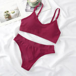 Women Padded Bra And Panties Set Wire Free Seamless Bra Sexy High Waist Thongs Underwear Sports Brassiere Female Lingerie Set