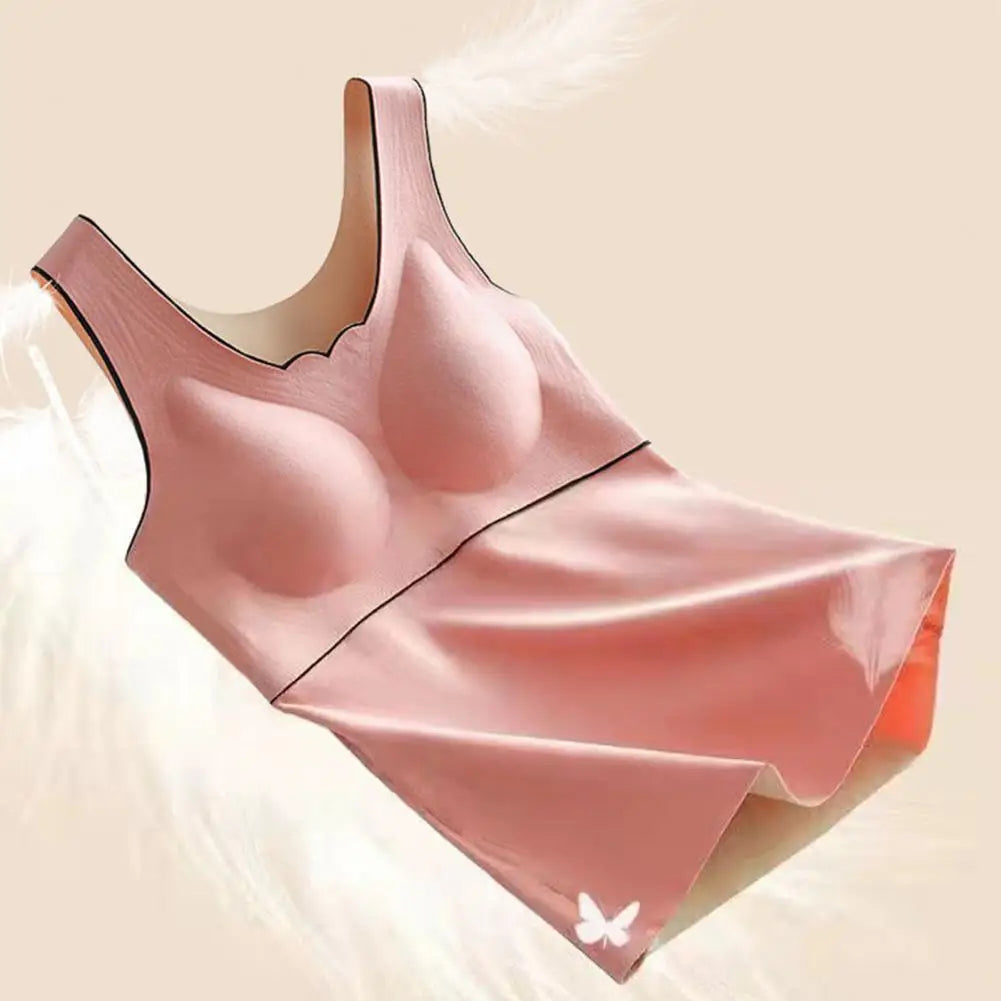 Women Autumn Winter Thermal Vest Thickened Plush Sleeveless V Neck Slim Fit Padded Pullover Elastic Bottoming Underwear Tank Top