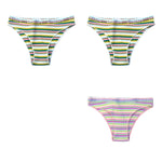 3Pcs/Set Cotton Panties For Women Colorful Striped Underwear Low Waist Briefs Breathable Underpants Female Sexy Lingerie M-XXL