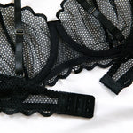 Toucheart Sexy Lingerie Suit for Women Lace Mesh Ultra-thin Underwear Comfortable Bra Set with Steel Rings Hollow Out Underwear