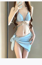 Toucheart Bikini Set Sexy Bikinis Bathing Suit Solid Color Halter Neck Strap Thong Women Swimsuit Set for Beach Swimwear New