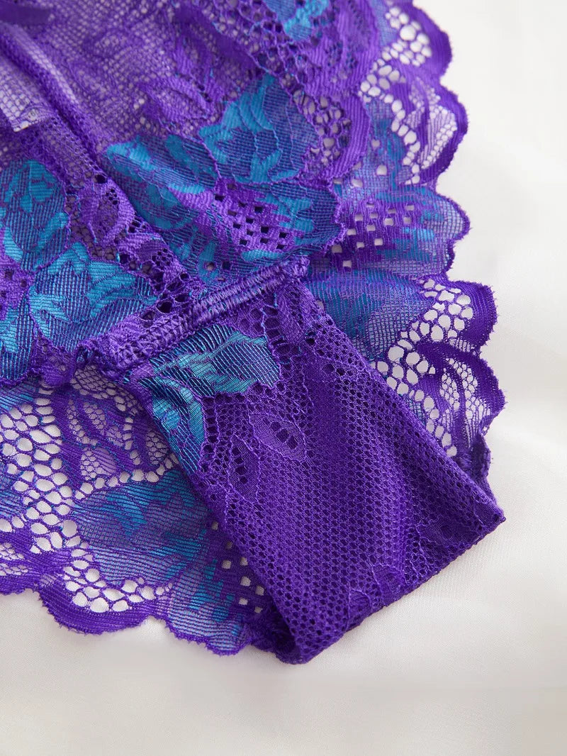 5pcs Lace Sexy Women Panties Mid Waist Perspective Floral Ladies Briefs Breathable Comfortable Female Underwear
