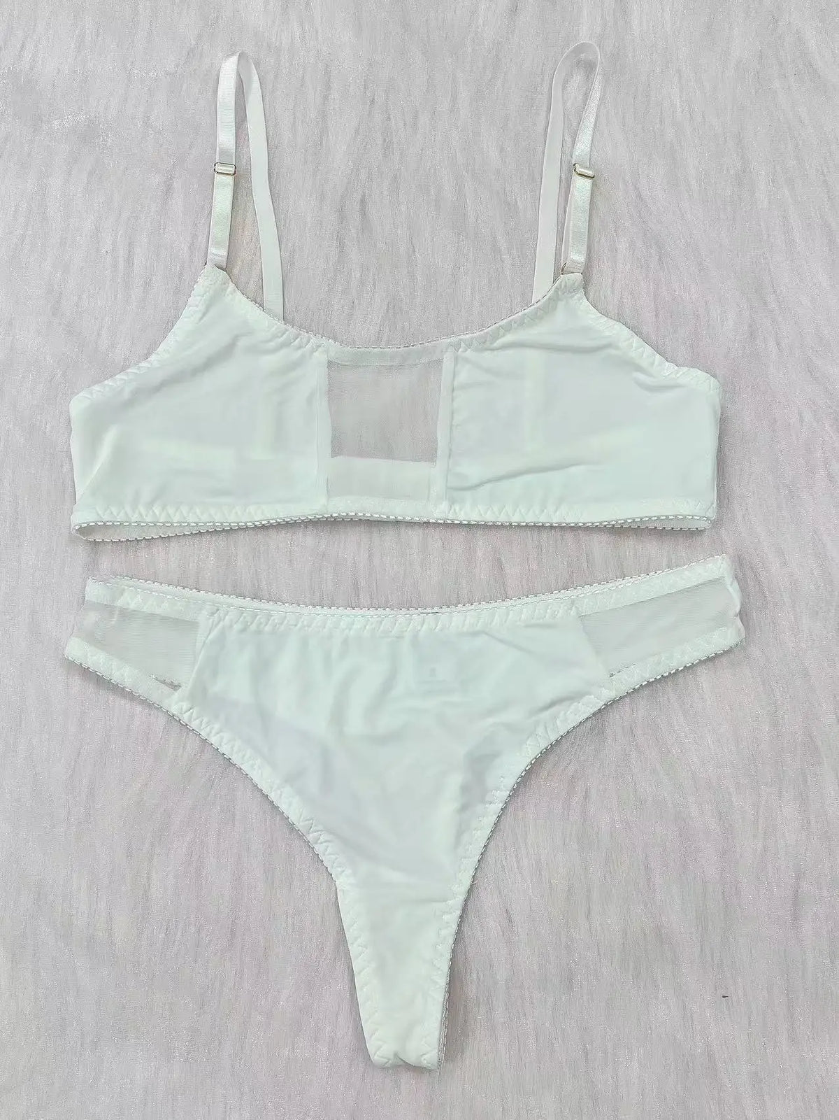 Ladies Smooth Comfortable Thin Underwear Women Sexy Nightwear Inner Solid Color Sleep Underwear Bra Set