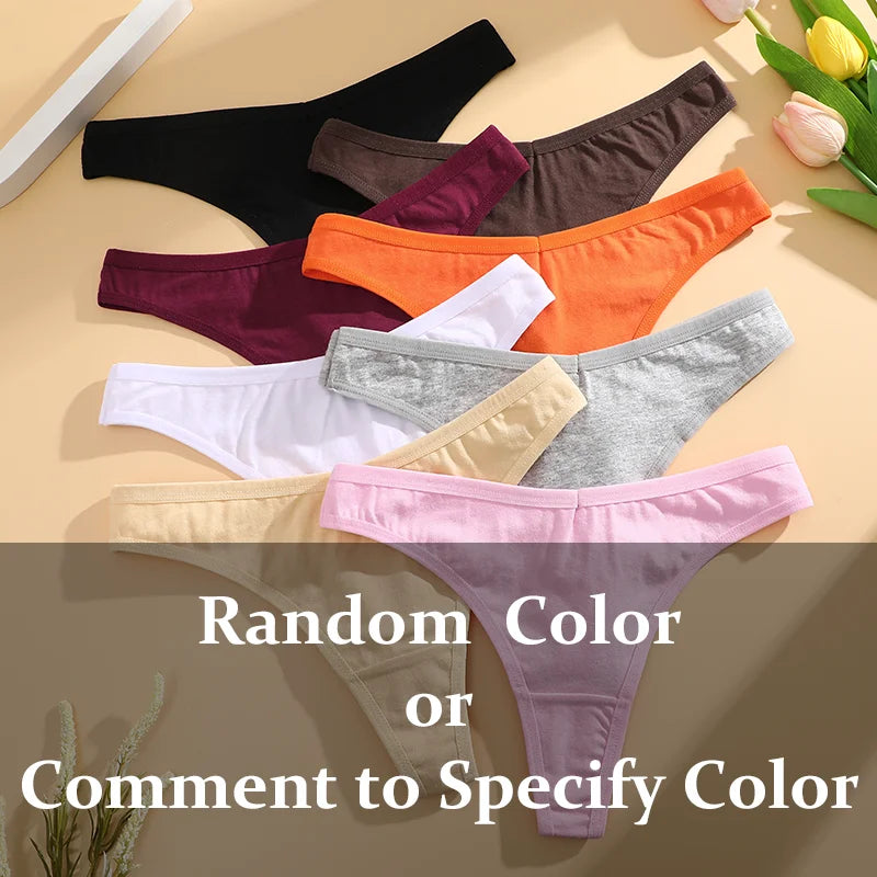 4PCS Women Seamless Thong Cotton Thin Strap Low Waist High Flexibility Panties Sexy Underwear Ladies Briefs T-back Soft Women