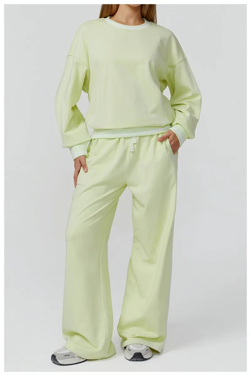 Women's Seamless Yoga Set Long-sleeved Top Pants Tracksuit Running Fitness Sports Set High Waist Slim-fitting Suit