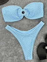Sexy Fishnet Strapless Bandeau Bikini Women Swimsuit Female Swimwear Two-pieces Bikini set High Cut Bather Bathing Suit Swim