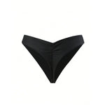S - XL Black Scrunch Butt Thong Bikini Bottom Swim Brief Women Swimwear Female Bather Brazilian Tanga Panties Underwear V6864