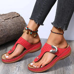 2026 Summer Women Wedge Sandals Premium Orthopedic Open Toe Sandals Vintage Anti-slip Leather Casual Female Platform Retro Shoes