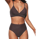 Bikini Set Women's 2 Piece Swimwear Cross Ruched V Neck High Waisted Push Up Bikini 2025 New Beach Vacation Ladies Bathing Suit
