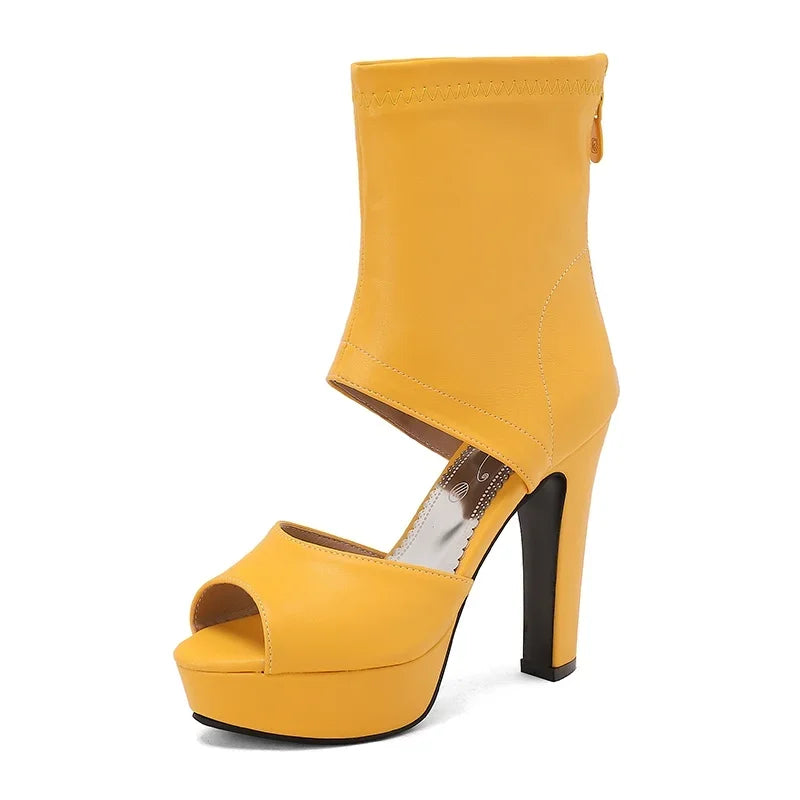 Retro Rome Gladiator Sandals Women Peep Toe Thin High Heels Summer Shoes 2026 Zip Lady Party Nightclub Show Plus Size 43