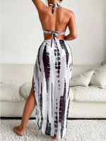 3 Pieces Halter Ring Link Bikini 2026 Women Cut Out Side Cover Up Dress Swimsuit Sexy Swimwear Female Bathing Swimming Swim Suit