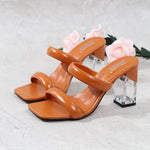 2025 Women's Shoes Summer Women Sandals Casual Shoe 8cm Heels Comfort Square Heel Slippers Footwear Female Crystal Thick Heels
