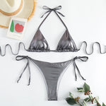Sexy Gold Silver Red Strings Bikini 2024 Women Swimsuit Female Swimwear Thong Bikinis Set Brazilian Beach Bathing Suit Biquini