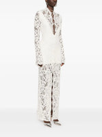 Woman Dress Clothing V-neck White Lace Dress 2025 Vestidos Para Mujer Fall Lace-up High Slit Slim LongEvening Party Dresses