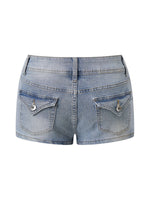 Women's Mini Jean Shorts with Pockets Low Rise Stretchy Denim Shorts Summer Sexy Casual Stylish Slim Fit Hot Short Pants