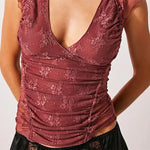 Women Floral Lace Vest Sleeveless V Neck Corset Tops Summer Backless Sexy Tank Top Retro Y2K Aesthetic Clothes