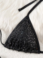 Shiny Sequin White Bikini Set 2026 Women Sexy Push Up Bra Tie Side Triangle Swimsuit Brazilian Holiday Bathing Suit Swimwear