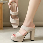 Sexy High Heels Slippers Women's Chunky Elegant Shoes 2026 Heeled Sandals New Luxury Flip Flops Pumps Dress Fashion Woman Slides