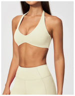 Halter V Neck Yoga Bra Sexy Backless Shockproof Gym Sports Tank Top Quick Dry Workout Fitness Outdoor Gym Running Bra