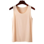 Women Bottoming Vest Sleeveless Ice Silk Seamless Stretchy Round Neck Dry Dry Cooling Camisole Summer Office Vacation Basic Top