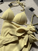 With Skirt Wrinkled Bra Cup Bikini Female Swimsuit Women Swimwear Three-pieces Bikini Set Push Up Bathing Suit Swim Beachwear