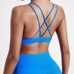 Solid Color High Strength Shockproof Women Fitness Sport Bra Top Soft Tight Cross-Training Jogging Yoga Underwear With Chest Pad
