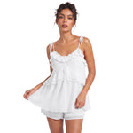 Women's Summer Solid Color Romper Dress Sleeveless Tie Spaghetti Strap Ruffle Jumpsuit Shorts Playsuit