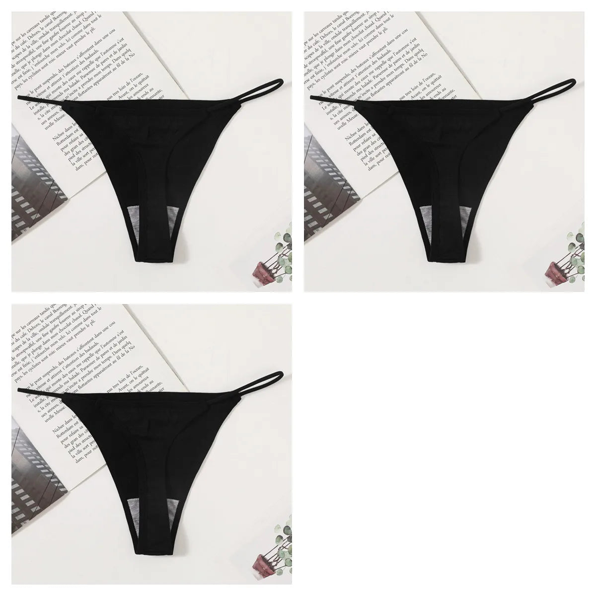 3Pcs/Set Women Panties G-String Seamless Underwear Low Rise Thongs Sexy Lingerie Female Thong G-String High Cut Panties