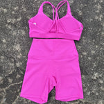 Solid Color Soft Women Gym Yoga Short Cycling Set Cross Back GymBra+High Waist Short Leggings High impact shockproof Sportwear