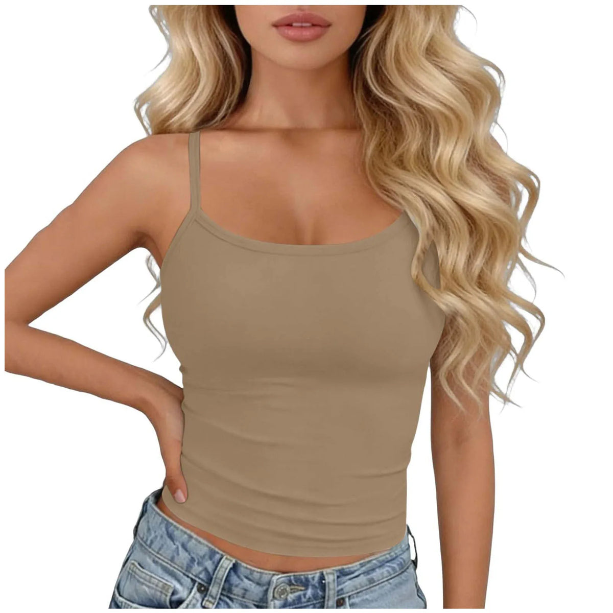 Womens Basic Spaghetti Strap Cami Top Slim Fit Backless Crop Top Summer Solid Color Casual Sleeveless Top Streetwear Y2k Clothes