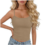 Womens Basic Spaghetti Strap Cami Top Slim Fit Backless Crop Top Summer Solid Color Casual Sleeveless Top Streetwear Y2k Clothes