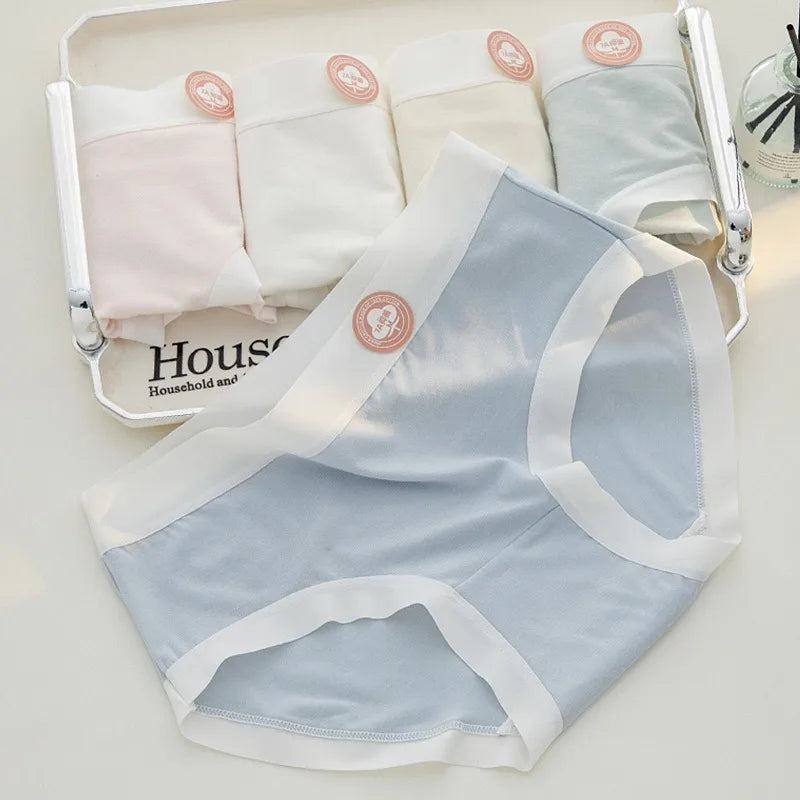1 Pack 7A Antibacterial Mid-Rise Fit Panties Sexy Lingerie Breathable All-Day Comfortable Briefs Solid Color M-XL Intimates