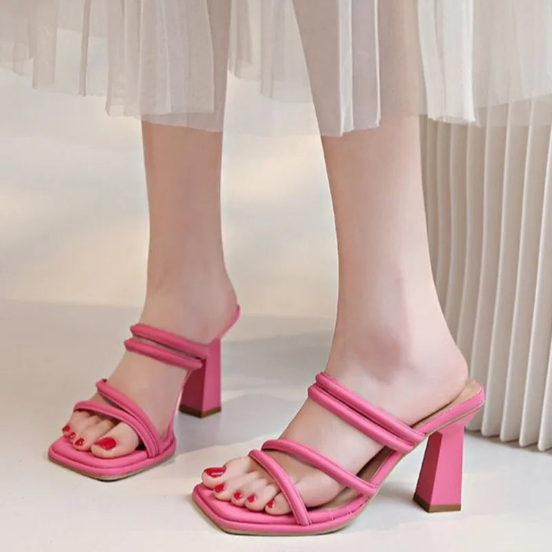 2026 Large Size Women's High HeelFaionable Pink Outdoor Wear Casual High-heeled shoes