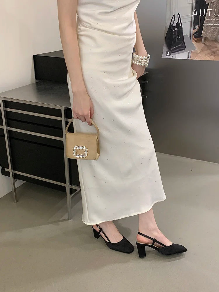 Summer Closed Toe Sandals Buckle Strap Summer Heels Mary Jane Thick Heels French Shallow Lolita Sandals OL Dress Shoes New 2026