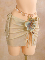 Sexy Beige 3D Flowers Embroidered Bikini Set 2026 Women Drawstring Cover Up 3 Piece Swimsuit Beach Bathing Suit Holiday Swimwear