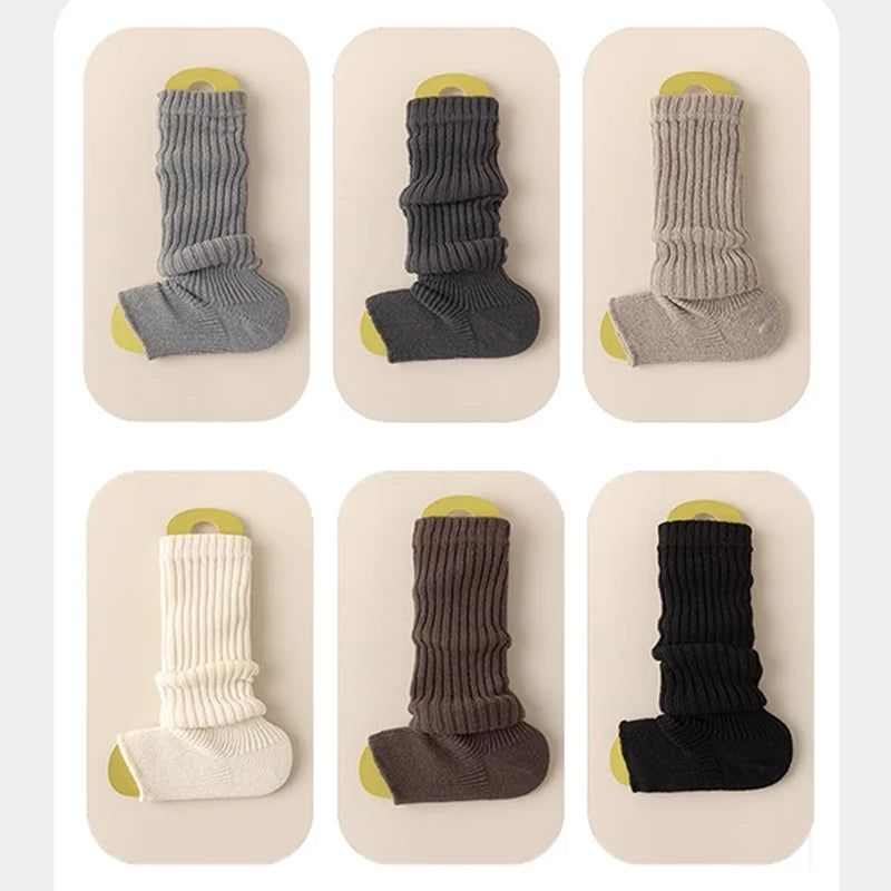 Women's warm knitted socks, autumn and winter Korean version long leg stacked socks, solid color warm dance yoga knitted socks