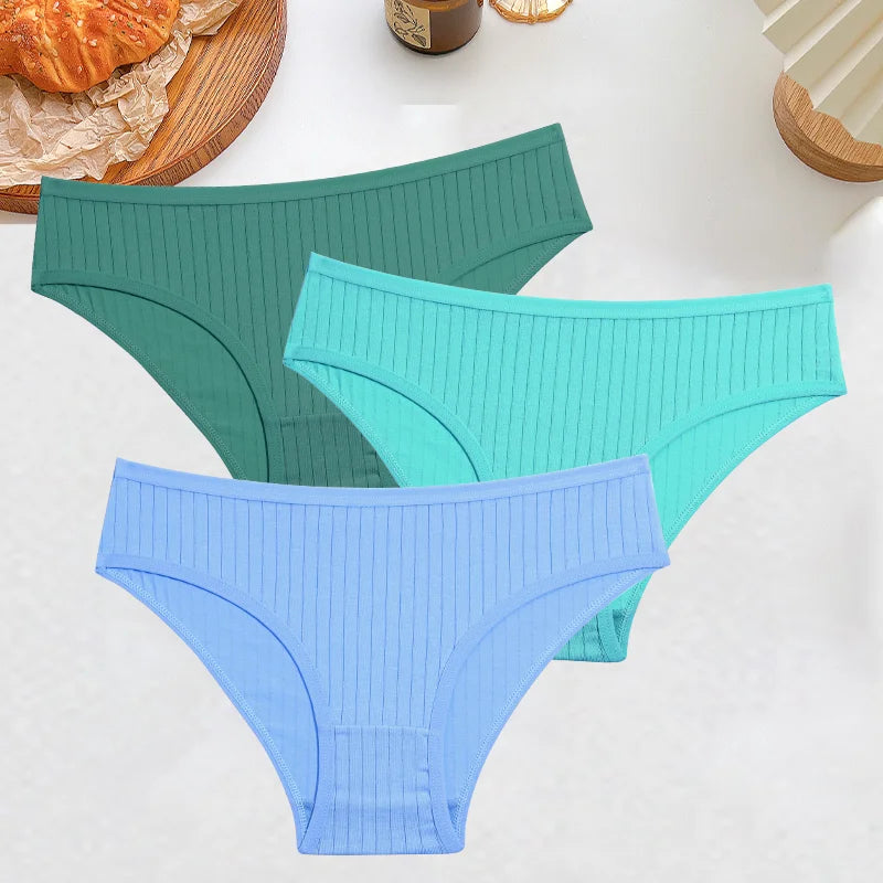3PCS Women's Cotton Briefs Panties Female Sexy Low Waist Underwear M-XL Breathable Panty Girls Comfortable Intimates Lingerie
