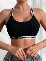 1pcs Letter Decor Sexy Women Ribbed Bras Breathable Comfortable Camisole Female Fashion Underwear Athletic Vest Sexy Lingerie
