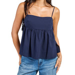 Summer Loose Women's Camisoles Stylish Solid Color Side Strap Spaghetti Straps Crop Tank Tops