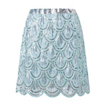 Women Sequins Geometric Pattern Pencil Skirt Summer Solid Color Mini Skirts for Daily Travel Parties