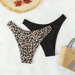 High Waist Bikini Shorts Bottoms Women Swimming Leopard Panties Summer Ladies Black Bathing Suit Swim Shorts Bottom 2 Piece Set
